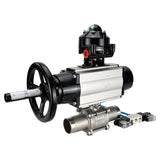 Ball valves Elephant BV3131P(3pc)-FP-W-ISO-H LONG,  body material - Stainless steel AISI 304, seal - PTFE / PTFE / Teflon, with pneumatic actuator double action PA-DA-105-1, 4V320-10 220V, LSU APL-510N Ex