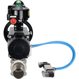 Ball valves Elephant BV3131P(3pc)-FP-W-ISO-H LONG,  body material - Stainless steel AISI 304, seal - PTFE / PTFE / Teflon, with pneumatic actuator double action PA-DA-105-1, 4V320-10 220V, LSU APL-510N Ex