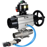 Ball valves Elephant BV3131P(3pc)-FP-W-ISO-H LONG,  body material - Stainless steel AISI 304, seal - PTFE / PTFE / Teflon, with pneumatic actuator double action PA-DA-105-1, 4V320-10 220V, LSU APL-510N Ex