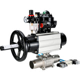 Ball valves Elephant BV3131P(3pc)-FP-W-ISO-H LONG,  body material - Stainless steel AISI 304, seal - PTFE / PTFE / Teflon, with pneumatic actuator double action PA-DA-105-1, 4V320-10 220V, LSU APL-510N Ex, ATU AFC2000