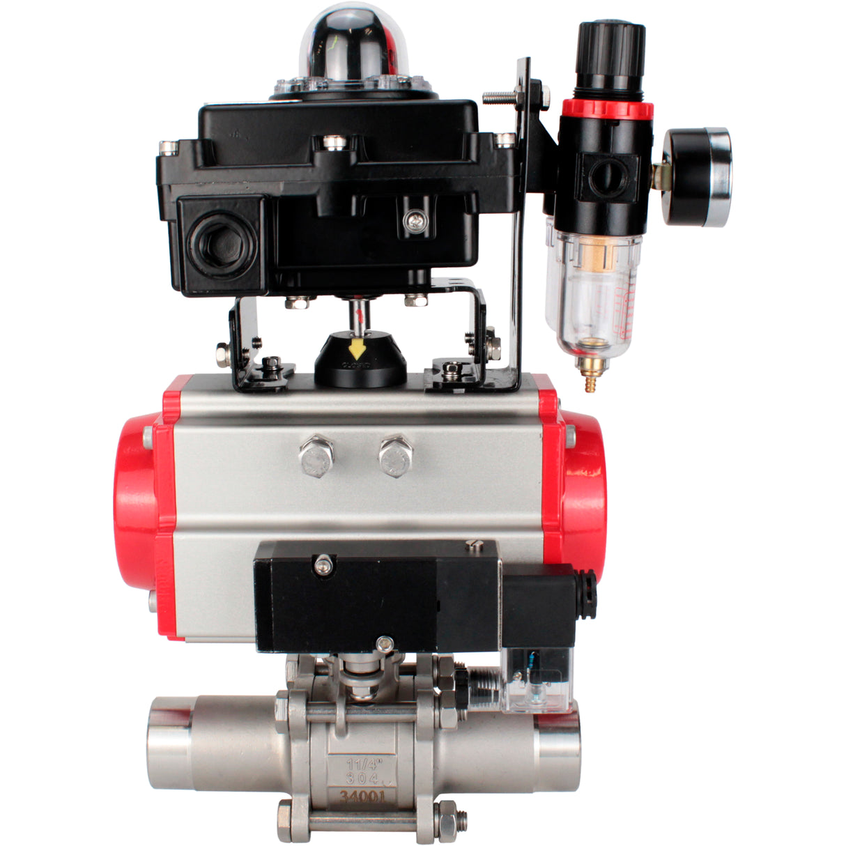 Ball valves Elephant BV3232P(3pc)-FP-W-ISO-H LONG DN10-150 full bore, body - stainless steel 316, for welding, with pneumatic actuator PA-DA, pneumatic distributor 4M310-08 220V, LSU APL-410N EX and GSV AFC2000