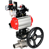 Ball valves Elephant BV3131P(3pc)-FP-W-ISO-H LONG DN50-150 full bore, body - stainless steel 304, for welding, with pneumatic actuator PA-DA, pneumatic distributor 4M310-08 24V, MON reducer, LSU APL-210N and ATU AFC2000