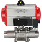 Ball valves Elephant BV3131P(3pc)-FP-W-ISO-H LONG full bore, body - stainless steel 304, for welding, with pneumatic actuator Elephant PA-SA and pneumatic distributor 4M310-08 24V