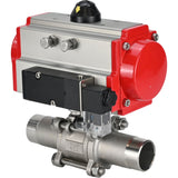 Ball valves Elephant BV3131P(3pc)-FP-W-ISO-H LONG full bore, body - stainless steel 304, for welding, with pneumatic actuator Elephant PA-SA and pneumatic distributor 4M310-08 220V