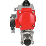 Ball valves Elephant BV3131P(3pc)-FP-W-ISO-H LONG full bore, body - stainless steel 304, for welding, with pneumatic actuator Elephant PA-SA and pneumatic distributor 4M310-08 24V