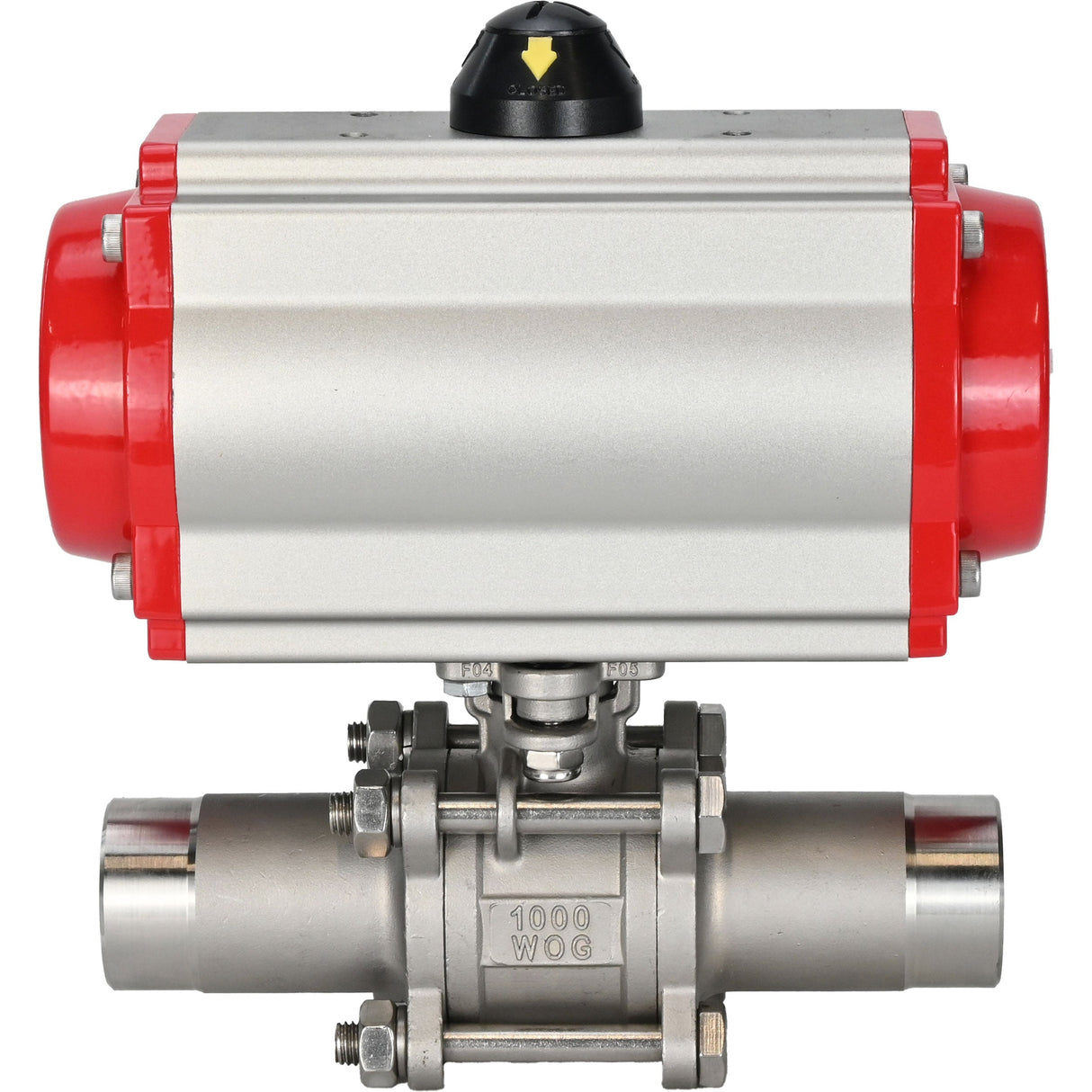Ball valves Elephant BV3131P(3pc)-FP-W-ISO-H LONG full bore, body - stainless steel 304, for welding, with pneumatic actuator Elephant PA-SA and pneumatic distributor 4M310-08 220V