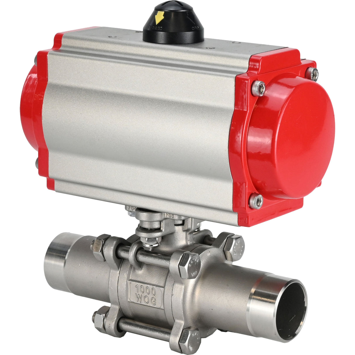 Ball valves Elephant BV3131P(3pc)-FP-W-ISO-H LONG full bore, body - stainless steel 304, for welding, with pneumatic actuator Elephant PA-SA and pneumatic distributor 4M310-08 220V
