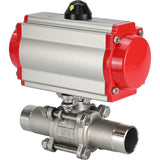 Ball valves Elephant BV3131P(3pc)-FP-W-ISO-H LONG full bore, body - stainless steel 304, for welding, with pneumatic actuator Elephant PA-SA and pneumatic distributor 4M310-08 220V