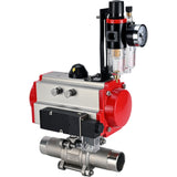 Ball valves Elephant BV3131P(3pc)-FP-W-ISO-H LONG full bore, body - stainless steel 304, for welding, with pneumatic actuator Elephant PA-SA, pneumatic distributor 4M310-08 220V and ATU AFC2000