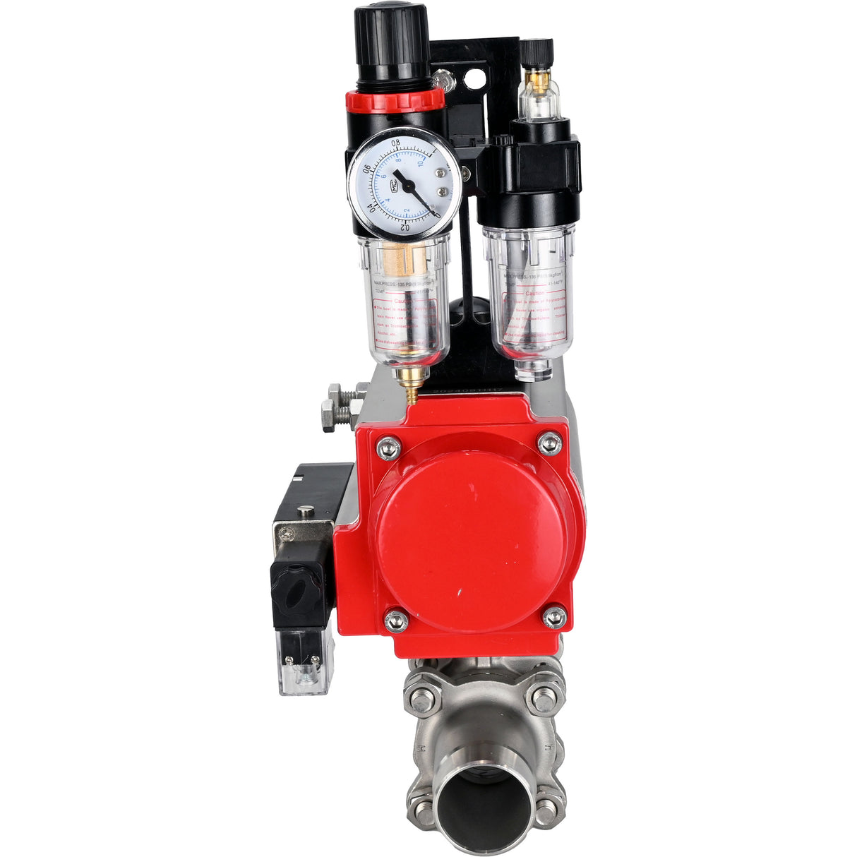 Ball valves Elephant BV3131P(3pc)-FP-W-ISO-H LONG full bore, body - stainless steel 304, for welding, with pneumatic actuator Elephant PA-SA, pneumatic distributor 4M310-08 220V and ATU AFC2000