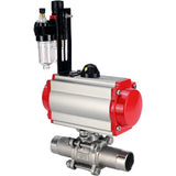 Ball valves Elephant BV3131P(3pc)-FP-W-ISO-H LONG full bore, body - stainless steel 304, for welding, with pneumatic actuator Elephant PA-SA, pneumatic distributor 4M310-08 220V and ATU AFC2000