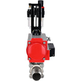 Ball valves Elephant BV3131P(3pc)-FP-W-ISO-H LONG full bore, body - stainless steel 304, for welding, with pneumatic actuator Elephant PA-SA, pneumatic distributor 4M310-08 220V and ATU AFC2000