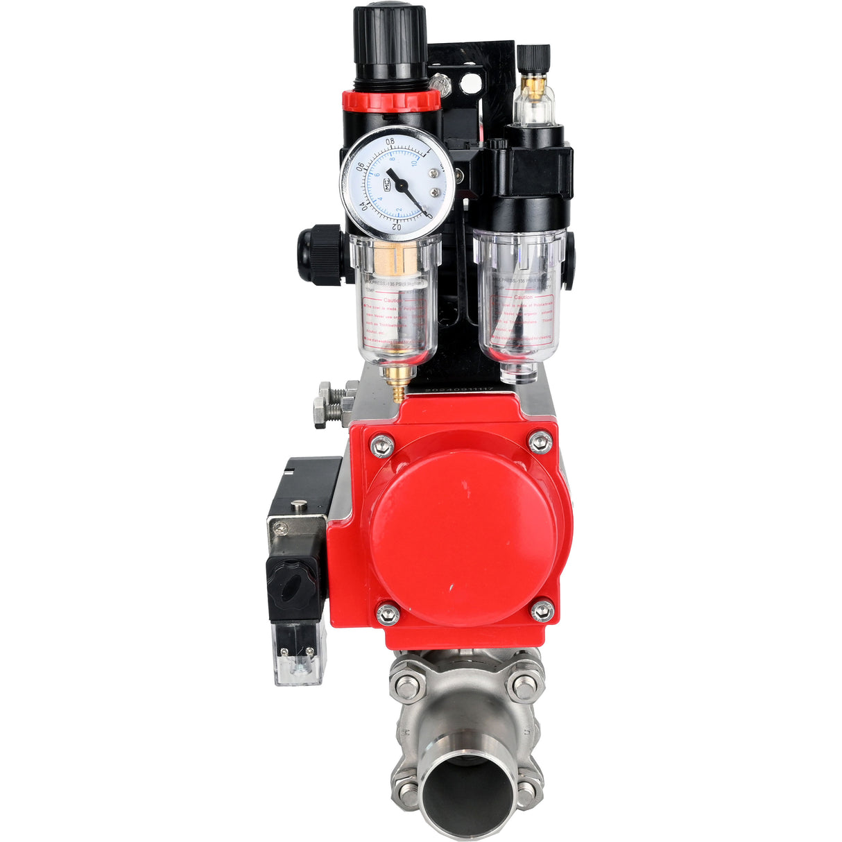 Ball valves Elephant BV3131P(3pc)-FP-W-ISO-H LONG full bore, body - stainless steel 304, for welding, with pneumatic actuator Elephant PA-SA, pneumatic distributor 4M310-08 220V, LSU APL-210N and ATU AFC2000