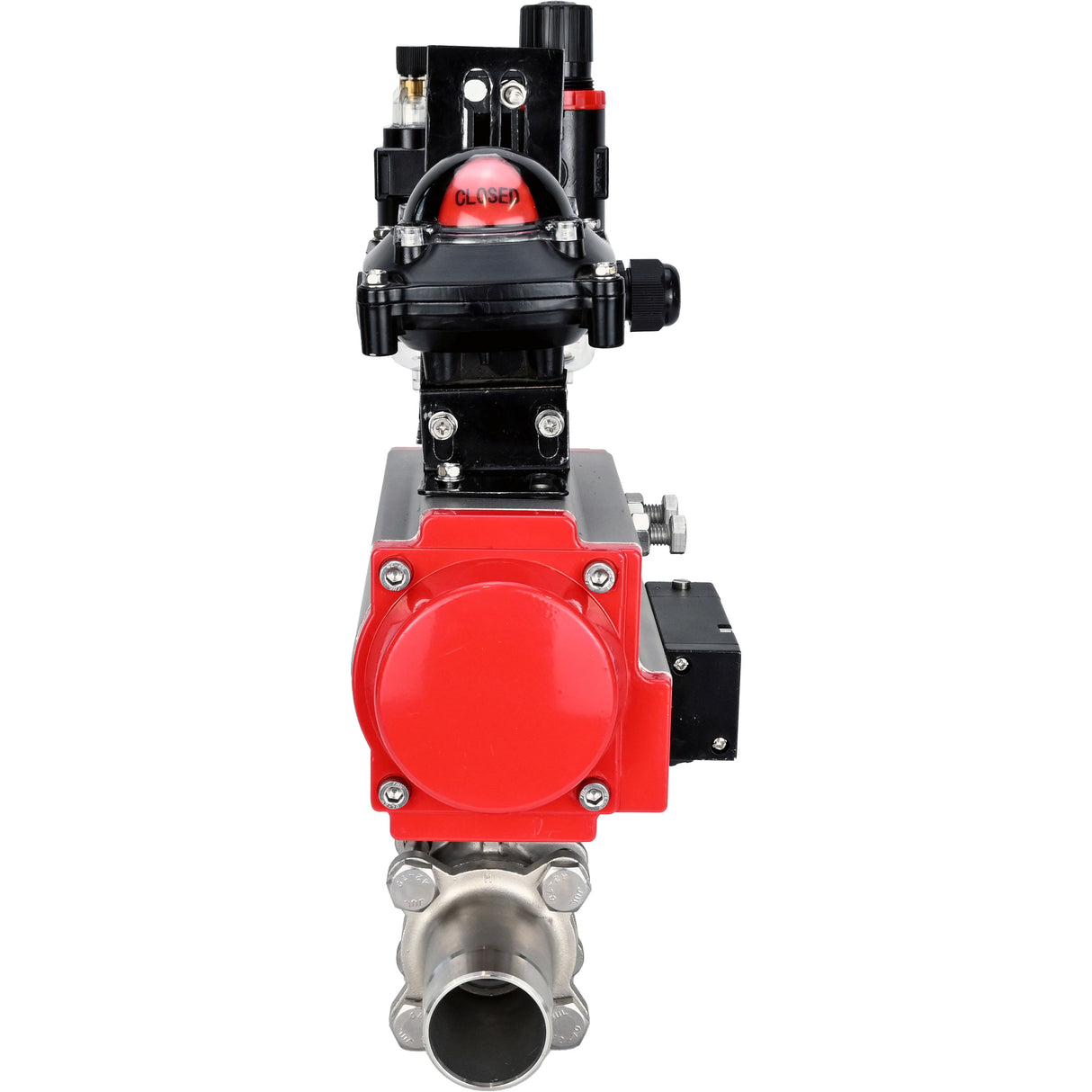 Ball valves Elephant BV3131P(3pc)-FP-W-ISO-H LONG full bore, body - stainless steel 304, for welding, with pneumatic actuator Elephant PA-SA, pneumatic distributor 4M310-08 220V, LSU APL-210N and ATU AFC2000
