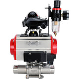 Ball valves Elephant BV3131P(3pc)-FP-W-ISO-H LONG full bore, body - stainless steel 304, for welding, with pneumatic actuator Elephant PA-SA, pneumatic distributor 4M310-08 220V, LSU APL-210N and ATU AFC2000