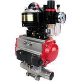 Ball valves Elephant BV3131P(3pc)-FP-W-ISO-H LONG DN10-150 full bore, body - stainless steel 304, for welding, with pneumatic actuator PA-DA, pneumatic distributor 4M310-08 24V, LSU APL-510N EX and GSV AFC2000
