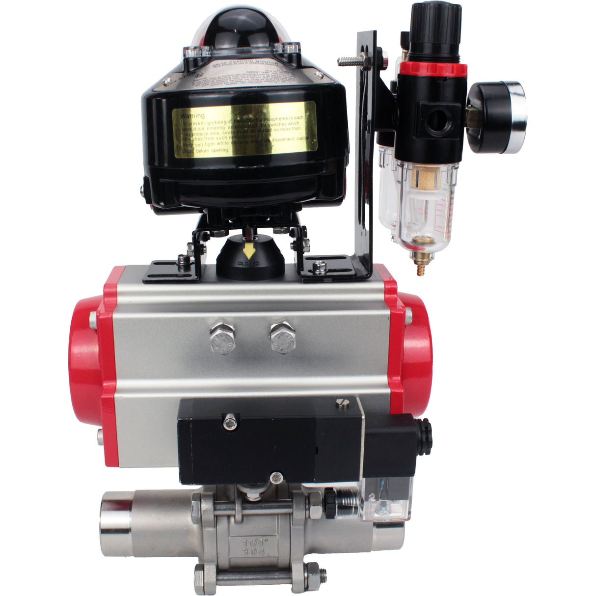 Ball valves Elephant BV3131P(3pc)-FP-W-ISO-H LONG DN10-150 full bore, body - stainless steel 304, for welding, with pneumatic actuator PA-DA, pneumatic distributor 4M310-08 24V, LSU APL-510N EX and GSV AFC2000