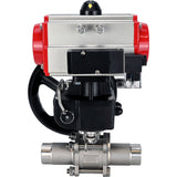 Ball valves Elephant BV3131P(3pc)-FP-W-ISO-H LONG full bore, body - stainless steel 304, for welding, with pneumatic actuator PA-DA, pneumatic distributor 4M310-08 220V and MON reducer