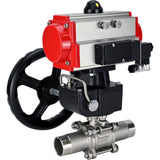 Ball valves Elephant BV3131P(3pc)-FP-W-ISO-H LONG full bore, body - stainless steel 304, for welding, with pneumatic actuator PA-DA, pneumatic distributor 4M310-08 220V and MON reducer