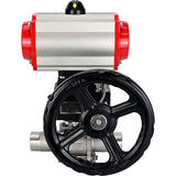 Ball valves Elephant BV3131P(3pc)-FP-W-ISO-H LONG full bore, body - stainless steel 304, for welding, with pneumatic actuator PA-DA, pneumatic distributor 4M310-08 220V and MON reducer