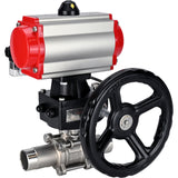 Ball valves Elephant BV3131P(3pc)-FP-W-ISO-H LONG full bore, body - stainless steel 304, for welding, with pneumatic actuator PA-DA, pneumatic distributor 4M310-08 220V and MON reducer