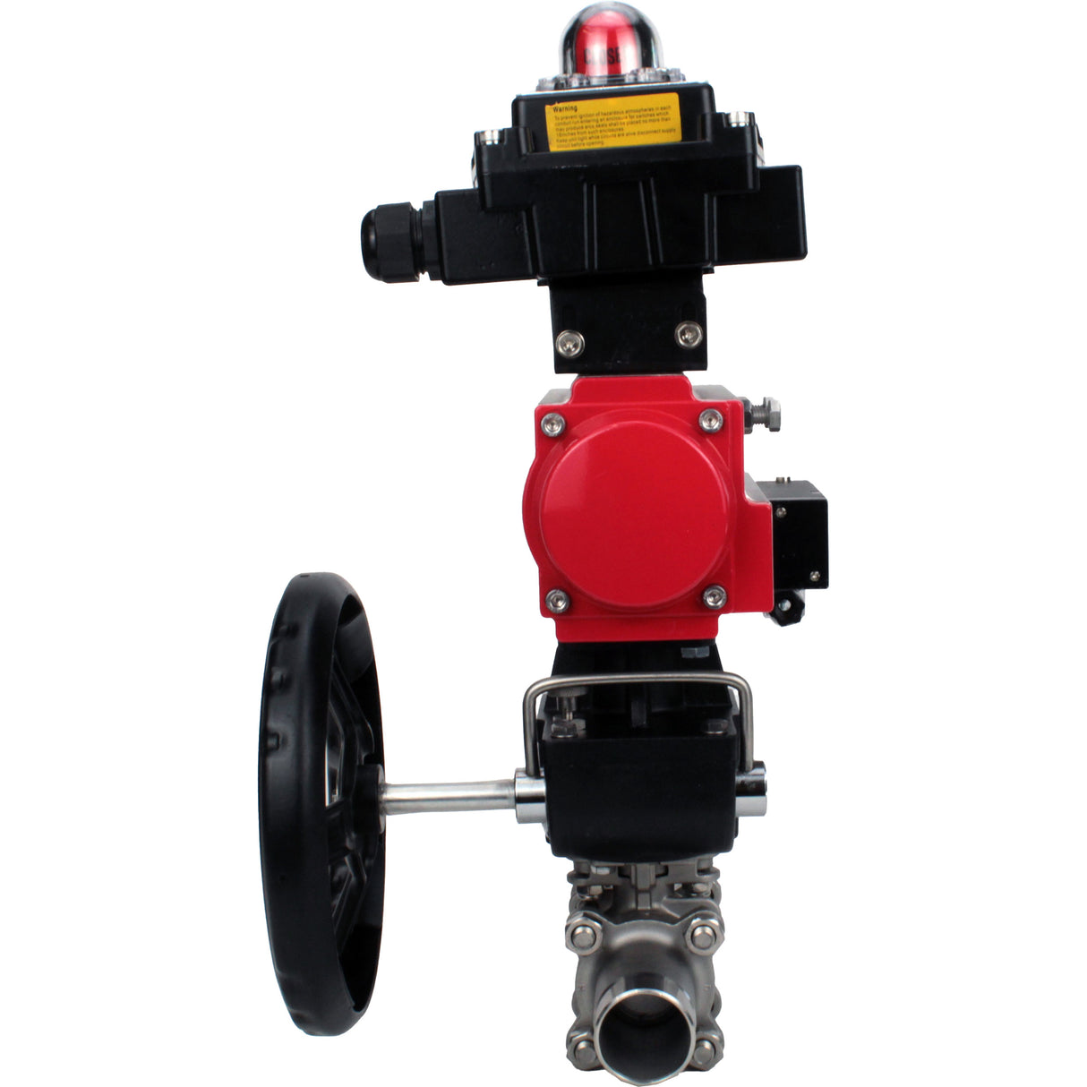 Ball valves Elephant BV3131P(3pc)-FP-W-ISO-H LONG DN50-150 full bore, body - stainless steel 304, for welding, with PA-DA pneumatic actuator, pneumatic distributor 4M310-08 24V, MON gearbox and block limit switches APL-410N EX