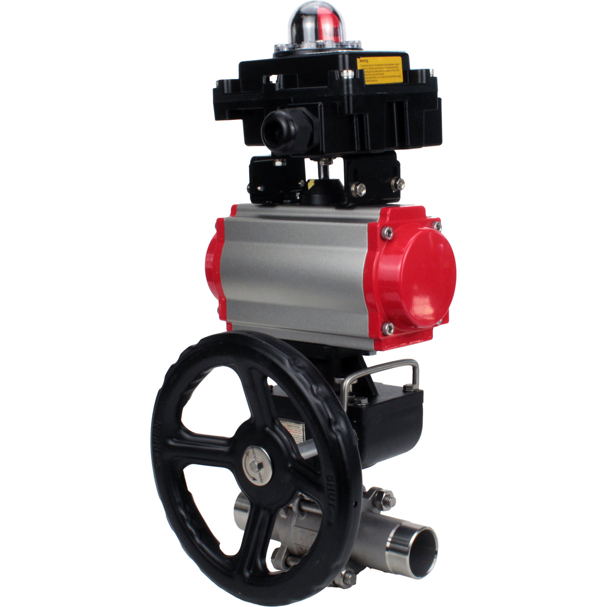 Ball valves Elephant BV3131P(3pc)-FP-W-ISO-H LONG DN50-150 full bore, body - stainless steel 304, for welding, with PA-DA pneumatic actuator, pneumatic distributor 4M310-08 24V, MON gearbox and block limit switches APL-410N EX