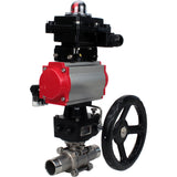 Ball valves Elephant BV3131P(3pc)-FP-W-ISO-H LONG DN50-150 full bore, body - stainless steel 304, for welding, with PA-DA pneumatic actuator, pneumatic distributor 4M310-08 24V, MON gearbox and block limit switches APL-410N EX