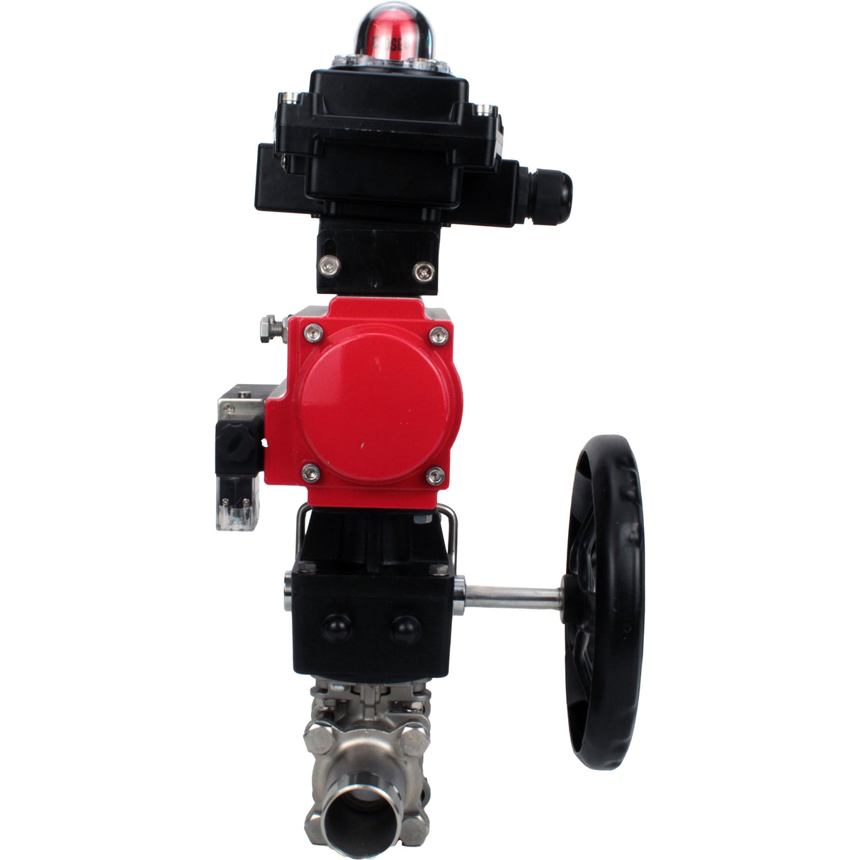 Ball valves Elephant BV3131P(3pc)-FP-W-ISO-H LONG DN50-150 full bore, body - stainless steel 304, for welding, with PA-DA pneumatic actuator, pneumatic distributor 4M310-08 24V, MON gearbox and block limit switches APL-410N EX