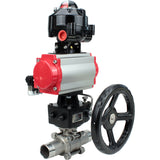 Ball valves Elephant BV3232P(3pc)-FP-W-ISO-H LONG DN50-150 full bore, body - stainless steel 316, for welding, with PA-DA pneumatic actuator, pneumatic distributor 4M310-08 24V, MON gearbox and block limit switches APL-510N EX