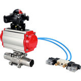 Ball valves Elephant BV3131P(3pc)-FP-W-ISO-H LONG DN10-150 full bore, body - stainless steel 304, for welding, with pneumatic actuator PA-DA, pneumatic distributor 4V320-08 220V and limit switch block APL -210N