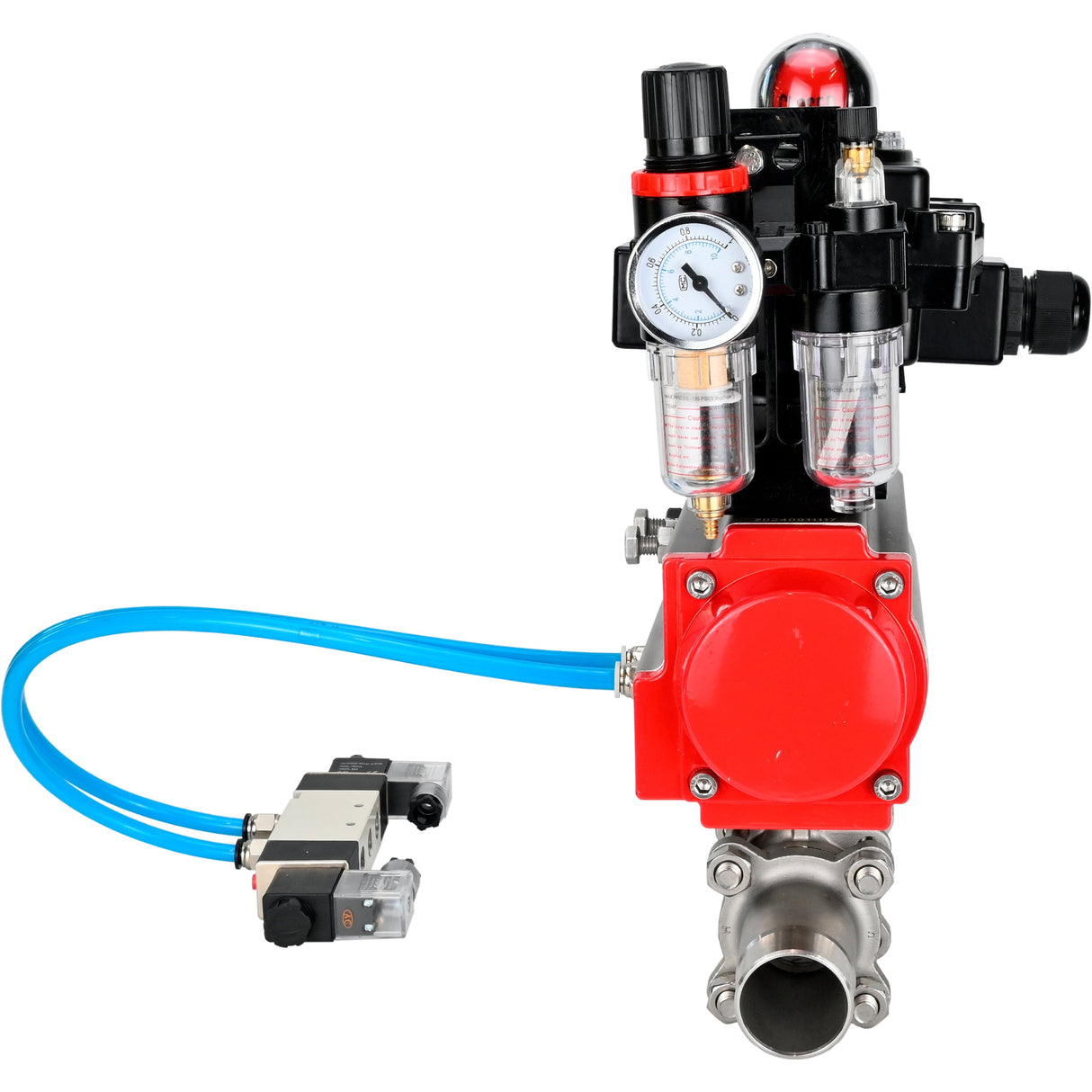 Ball valves Elephant BV3131P(3pc)-FP-W-ISO-H LONG full bore, body - stainless steel 304, for welding, with pneumatic actuator Elephant PA-SA, pneumatic distributor 4V320-08 220V, LSU APL-410N EX and ATU AFC2000