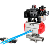 Ball valves Elephant BV3131P(3pc)-FP-W-ISO-H LONG DN10-150 full bore, body - stainless steel 304, for welding, with pneumatic actuator PA-DA, pneumatic distributor 4V320-10 220V, LSU APL-410N EX and GSV AFC2000