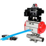 Ball valves Elephant BV3232P(3pc)-FP-W-ISO-H LONG DN10-150 full bore, body - stainless steel 316, welded, with pneumatic actuator PA-DA, pneumatic distributor 4V320-08 220V and limit switch block APL -410N EX