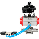 Ball valves Elephant BV3232P(3pc)-FP-W-ISO-H LONG DN10-150 full bore, body - stainless steel 316, welded, with pneumatic actuator PA-DA, pneumatic distributor 4V320-08 220V and limit switch block APL -410N EX