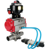 Ball valves Elephant BV3131P(3pc)-FP-W-ISO-H LONG DN10-150 full bore, body - stainless steel 304, for welding, with pneumatic actuator PA-DA, pneumatic distributor 4V320-10 220V and limit switch block APL -510N EX