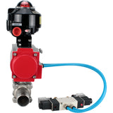 Ball valves Elephant BV3131P(3pc)-FP-W-ISO-H LONG DN10-150 full bore, body - stainless steel 304, for welding, with pneumatic actuator PA-DA, pneumatic distributor 4V320-10 220V and limit switch block APL -510N EX