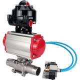 Ball valves Elephant BV3131P(3pc)-FP-W-ISO-H LONG DN10-150 full bore, body - stainless steel 304, for welding, with pneumatic actuator PA-DA, pneumatic distributor 4V320-10 220V and limit switch block APL -510N EX