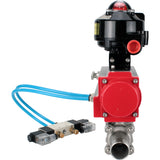 Ball valves Elephant BV3131P(3pc)-FP-W-ISO-H LONG DN10-150 full bore, body - stainless steel 304, for welding, with pneumatic actuator PA-DA, pneumatic distributor 4V320-10 220V and limit switch block APL -510N EX