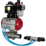 Ball valves Elephant BV3131P(3pc)-FP-W-ISO-H LONG full bore, body - stainless steel 304, for welding, with pneumatic actuator Elephant PA-SA, pneumatic distributor 4V320-10 220V, LSU APL-510N EX and ATU AFC2000