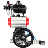 Ball valves Elephant BV3131P(3pc)-FP-W-ISO-H LONG DN50-150 full bore, body - stainless steel 304, for welding, with pneumatic actuator PA-DA, pneumatic distributor 4V320-10 220V, MON reducer, LSU APL-410N EX and ATU AFC2000
