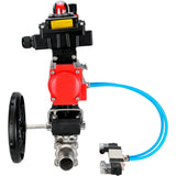 Ball valves Elephant BV3131P(3pc)-FP-W-ISO-H LONG DN50-150 full bore, body - stainless steel 304, for welding, with pneumatic actuator PA-DA, pneumatic distributor 4V320-10 220V, MON reducer, LSU APL-410N EX and ATU AFC2000