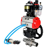 Ball valves Elephant BV3131P(3pc)-FP-W-ISO-H LONG DN50-150 full bore, body - stainless steel 304, for welding, with pneumatic actuator PA-DA, pneumatic distributor 4V320-10 220V, MON reducer, LSU APL-510N EX and ATU AFC2000