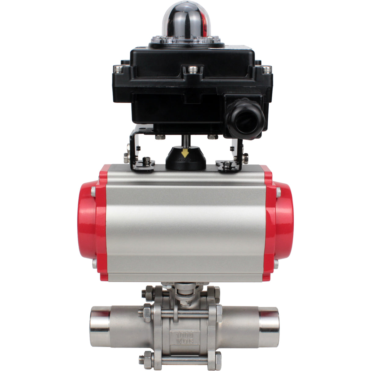 Ball valves Elephant BV3131P(3pc)-FP-W-ISO-H LONG DN10-150 full bore, body - stainless steel 304, welded, with pneumatic actuator Elephant PA-DA and limit switch block APL-410N EX
