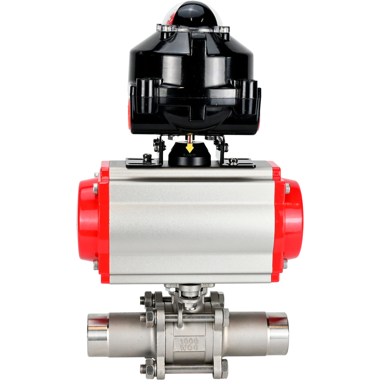 Ball valves Elephant BV3232P(3pc)-FP-W-ISO-H LONG DN10-150 full bore, body - stainless steel 316, welded, with pneumatic actuator Elephant PA-DA and limit switch block APL-510N EX