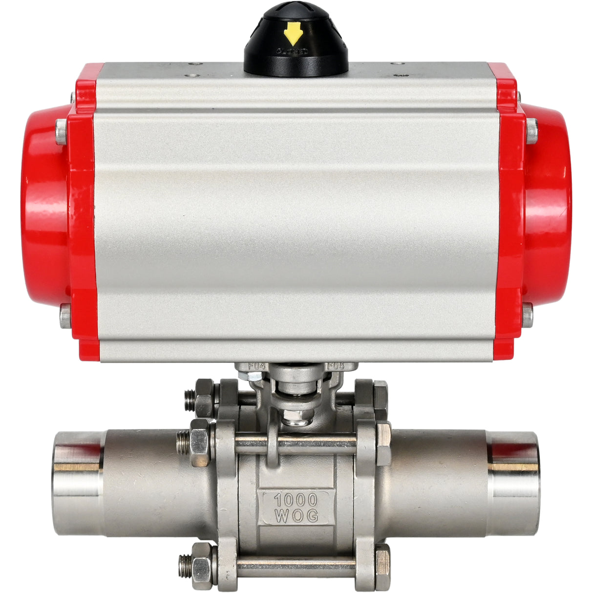Ball valves Elephant BV3131P(3pc)-FP-W-ISO-H LONG DN10-150 full bore, body - stainless steel 304, welding, with pneumatic actuator Elephant PA-DA