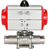 Ball valves Elephant BV3131P(3pc)-FP-W-ISO-H LONG DN10-150 full bore, body - stainless steel 304, welding, with pneumatic actuator Elephant PA-SA