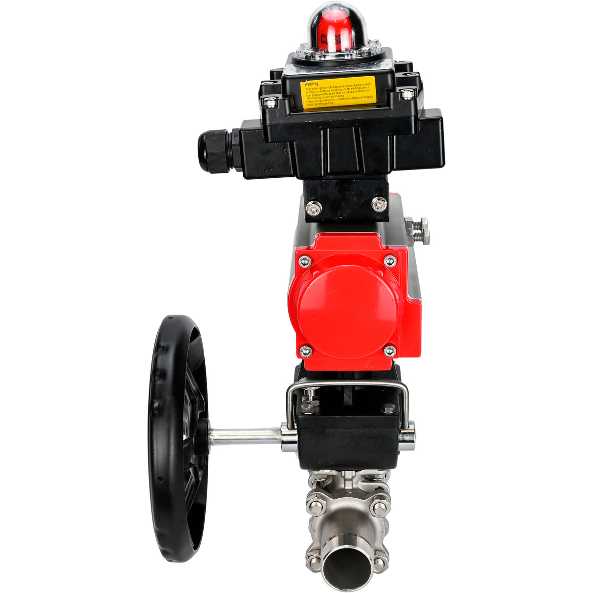 Ball valves Elephant BV3131P(3pc)-FP-W-ISO-H LONG DN50-150 full bore, body - stainless steel 304, welded, with Elephant PA-DA pneumatic actuator, Elephant MON gearbox and APL- limit switch block 410N EX