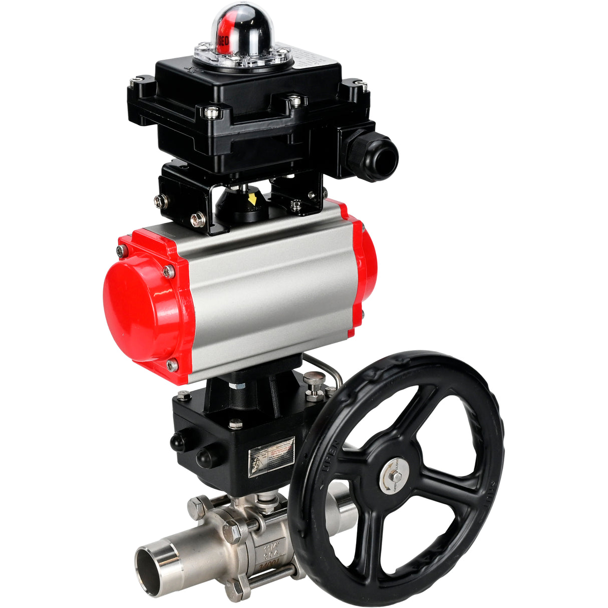 Ball valves Elephant BV3131P(3pc)-FP-W-ISO-H LONG DN50-150 full bore, body - stainless steel 304, welded, with Elephant PA-DA pneumatic actuator, Elephant MON gearbox and APL- limit switch block 410N EX