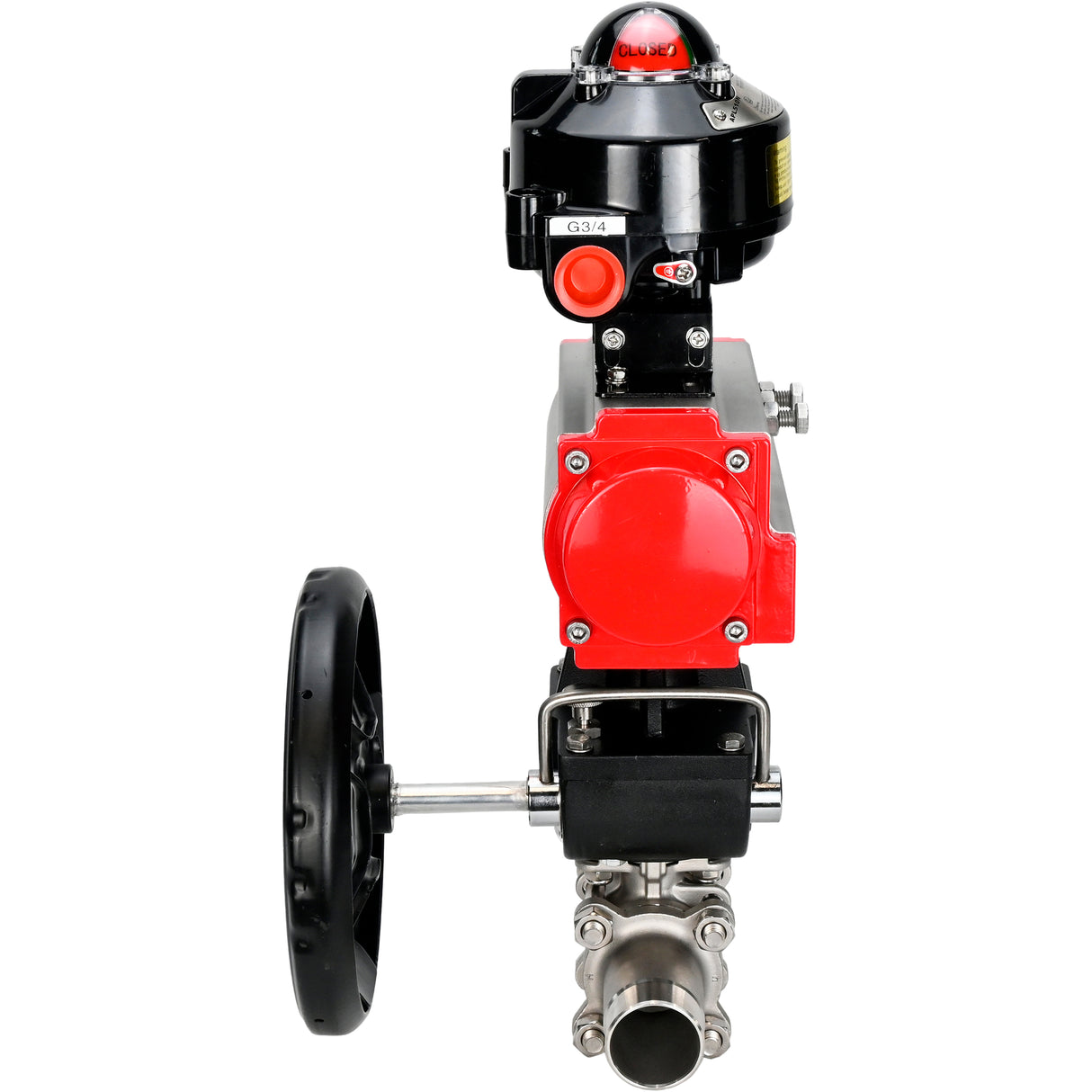 Ball valves Elephant BV3131P(3pc)-FP-W-ISO-H LONG DN50-150 full bore, body - stainless steel 304, welded, with Elephant PA-DA pneumatic actuator, Elephant MON gearbox and APL- limit switch block 510N EX
